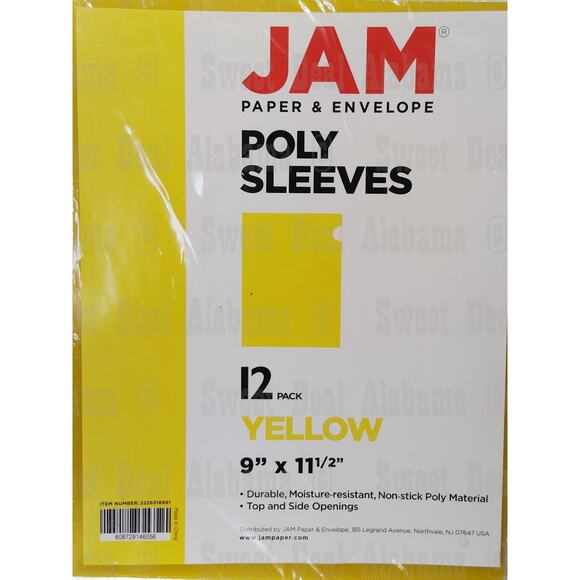 JAM PAPER Plastic Sleeves, Letter Size (9" x 11.5") Yellow Project Pockets 12-Pk - Picture 2 of 4